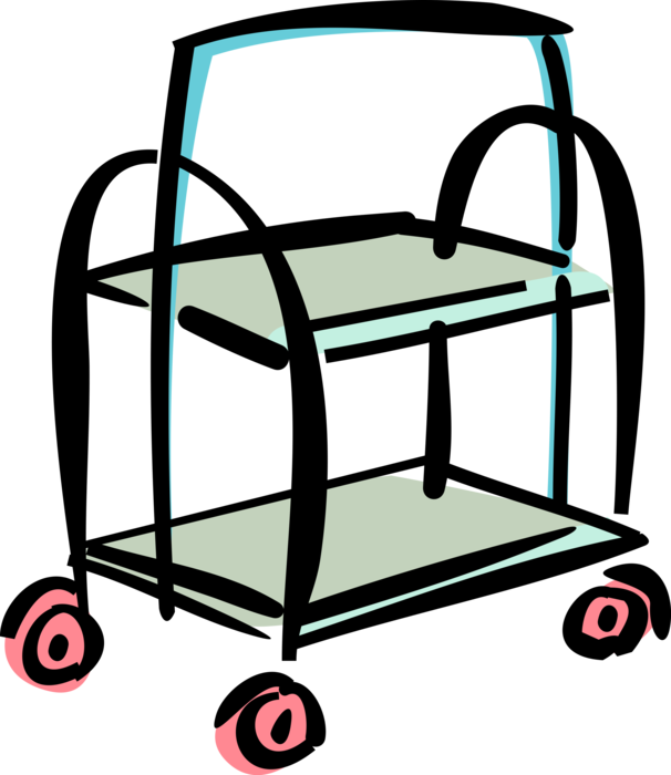 Vector Illustration of Portable Stand Furniture on Wheels