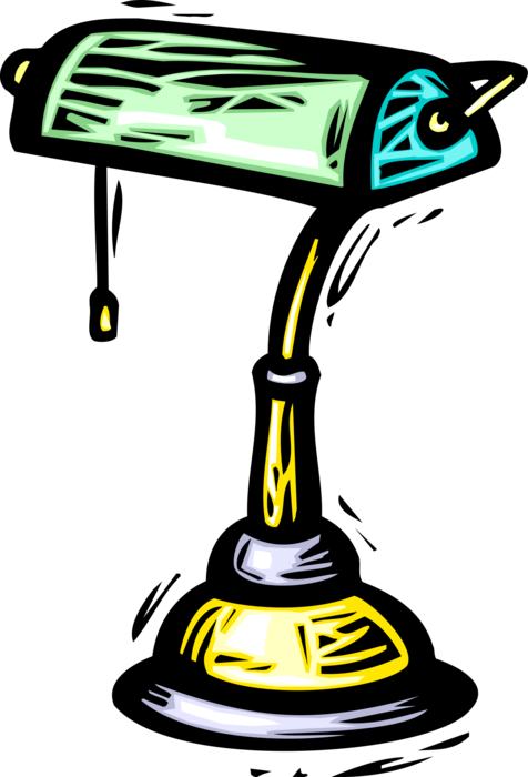 Vector Illustration of Desk Lamp Banker's Lamp Provides Light