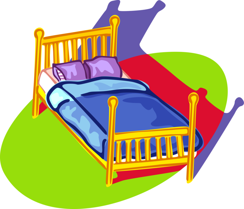 Vector Illustration of Bedroom Double Bed Furniture