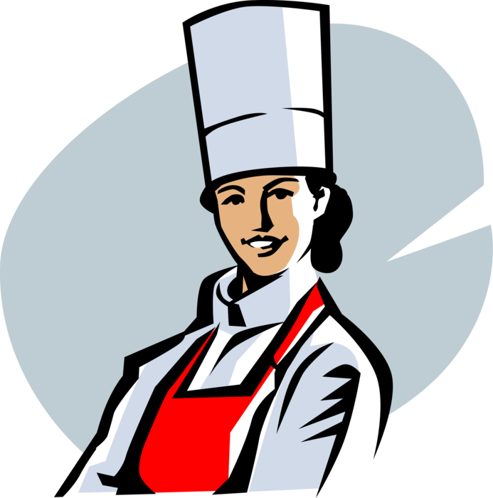 Vector Illustration of Restaurant Chef with Apron and White Chef's Hat