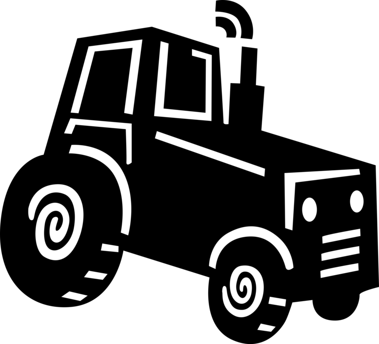 Vector Illustration of Agriculture and Farming Equipment Farm Machinery Tractor