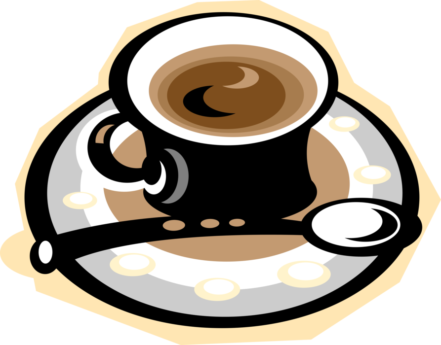 Vector Illustration of Espresso Coffee in Mug with Spoon