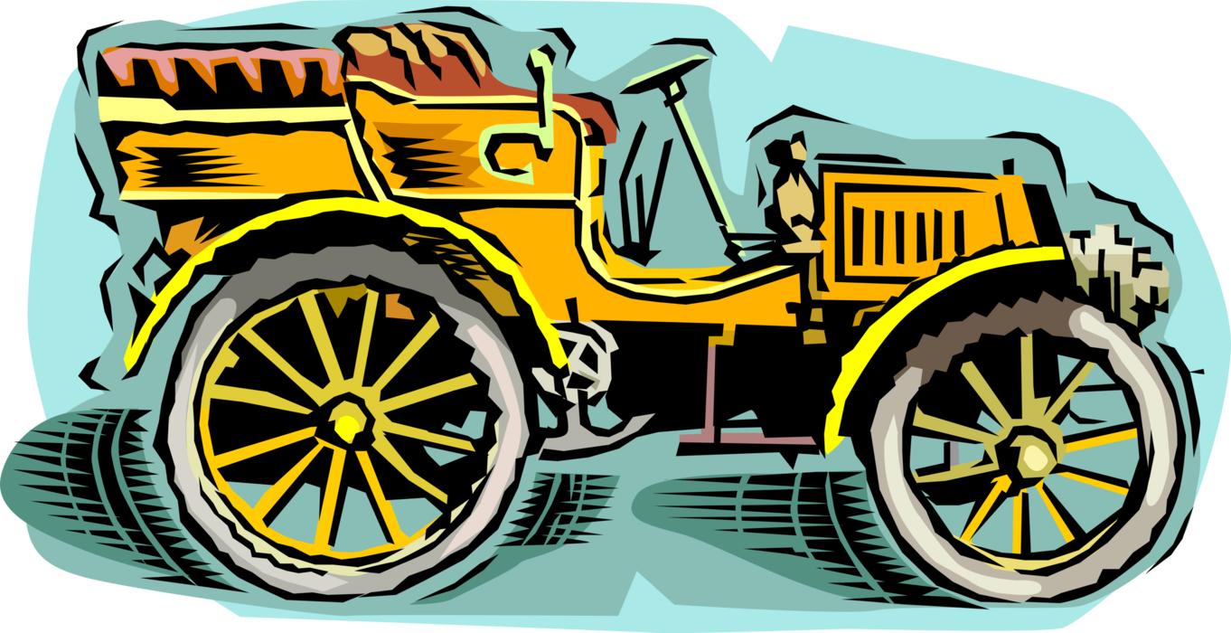 Vector Illustration of Vintage Antique Convertible Automobile Car Motor Vehicle