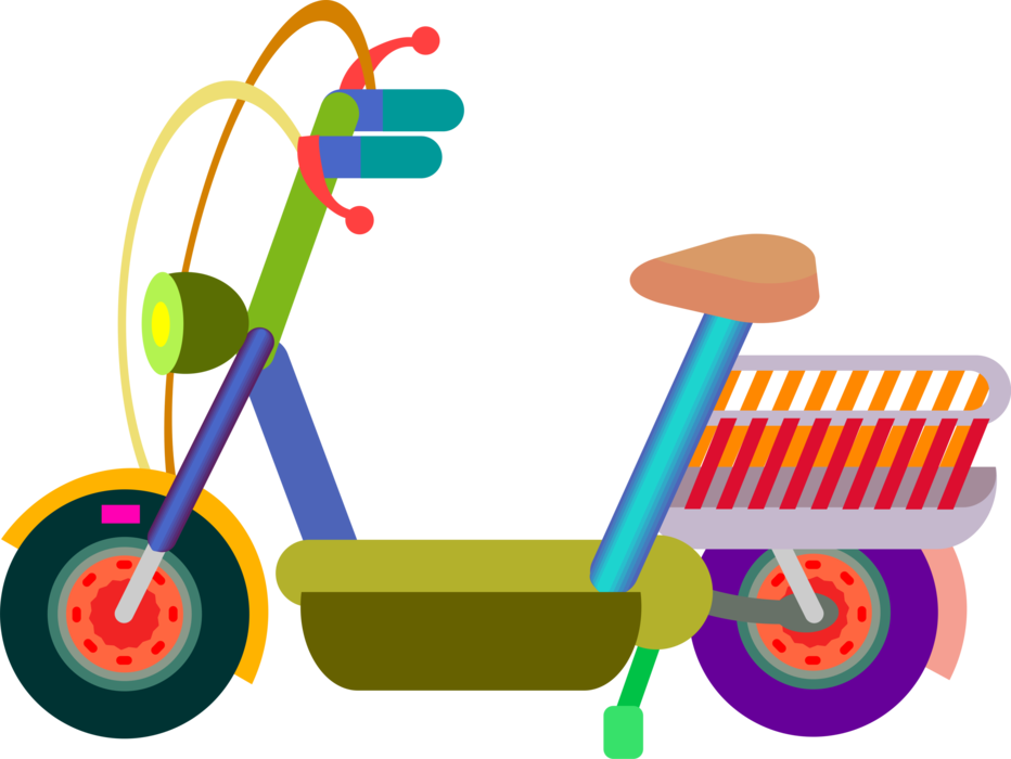 Vector Illustration of Motor Scooter Motorcycle with Step-Through Frame