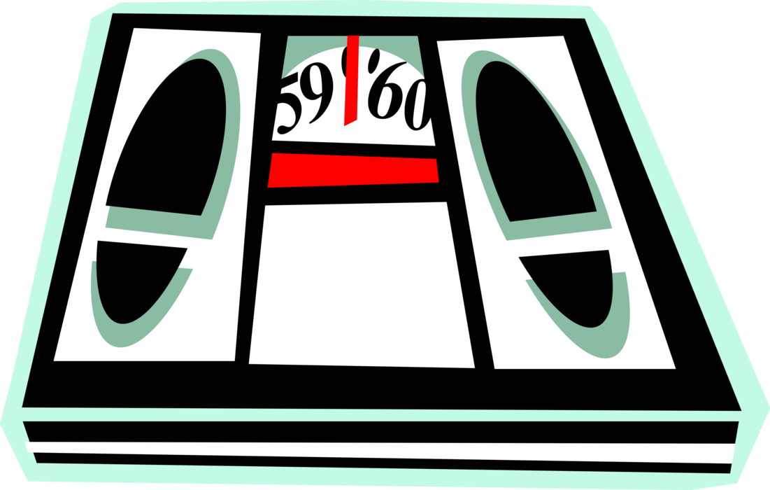 Vector Illustration of Bathroom Weigh Scale Force-Measuring Device for Weight Measurement