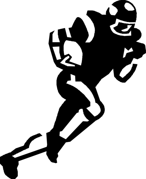 Vector Illustration of Football Player Running Back Runs with Game Sports Ball