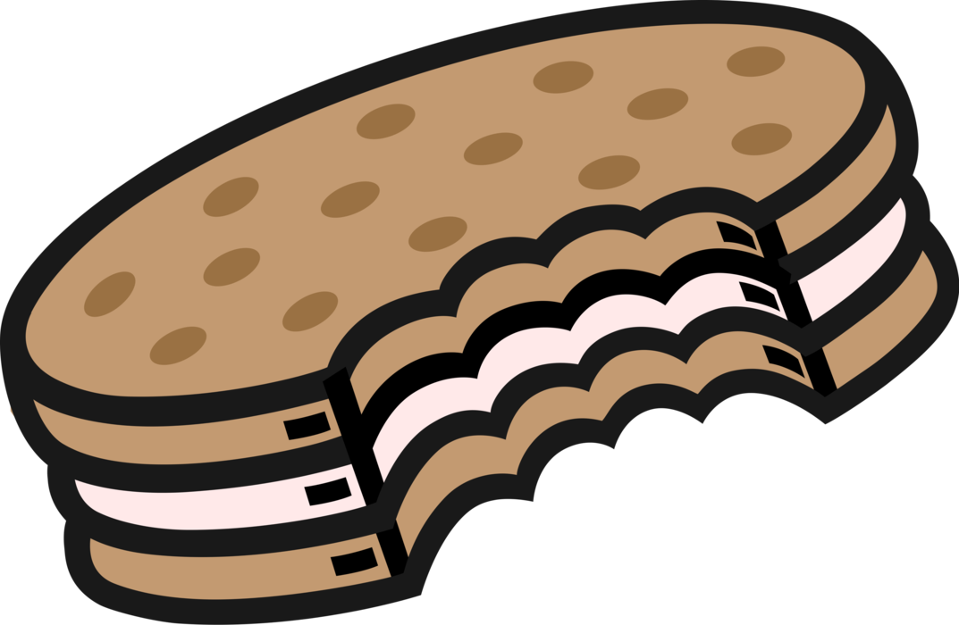 Vector Illustration of Gelato Ice Cream Sandwich Snack or Dessert