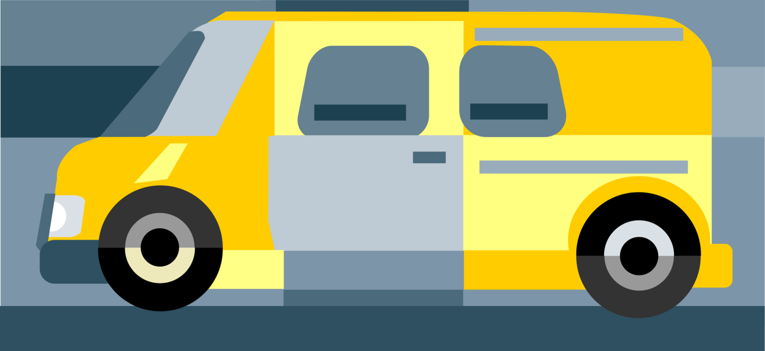 Vector Illustration of Small Passenger Bus Automobile Motor Vehicle