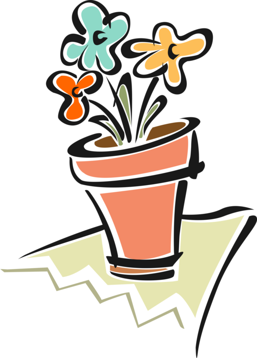 Vector Illustration of Flower Pot with Flowers