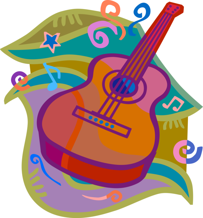 Vector Illustration of Acoustic Guitar Stringed Musical Instrument