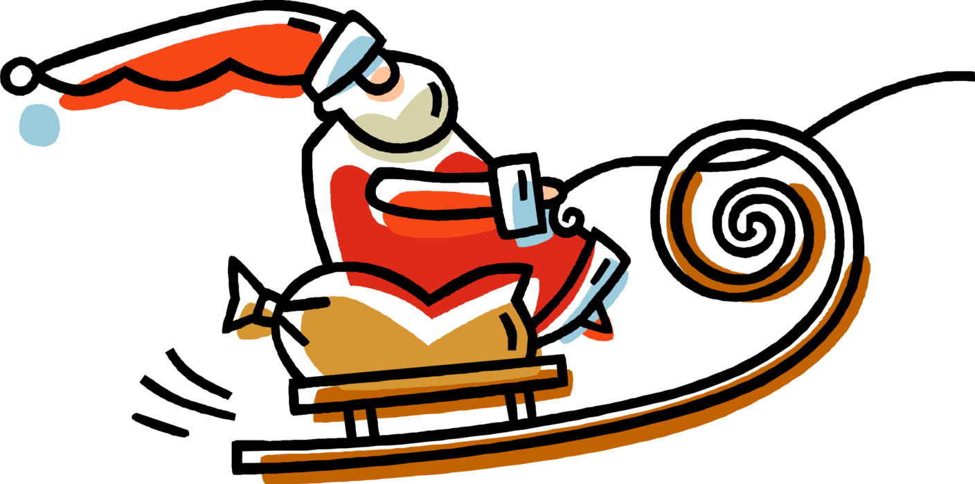 Vector Illustration of Santa Claus on Christmas Sleigh