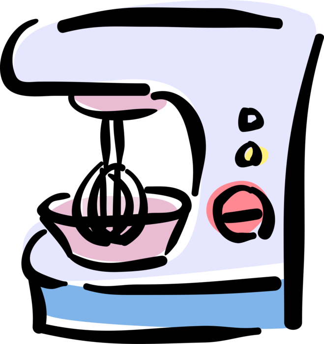 Vector Illustration of Kitchen Small Appliance Electric Handheld Mixer or Blender