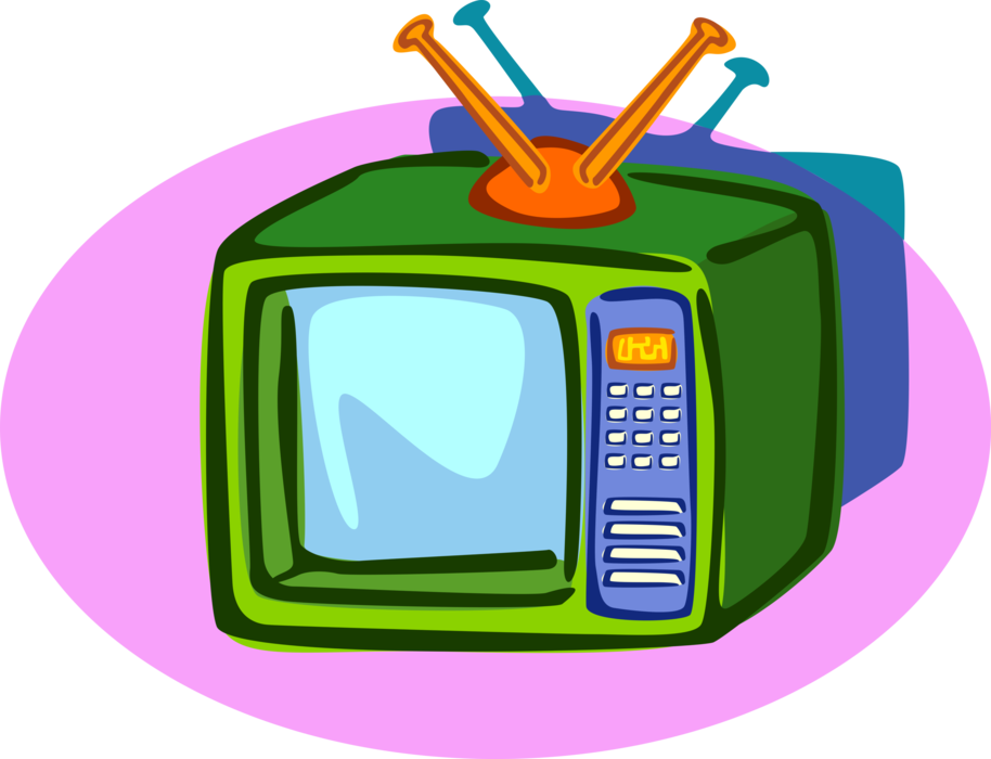 Vector Illustration of Television or TV Set Mass Medium, for Entertainment, Education, News, and Advertising