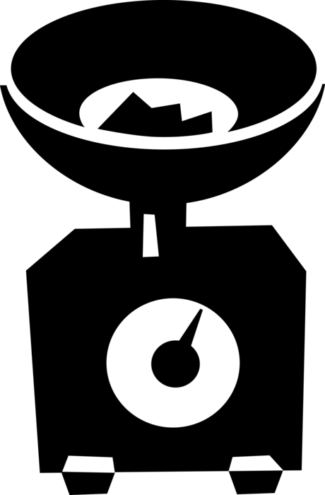 Vector Illustration of Kitchen Scale Weighs Food and Ingredients for Cooking and Baking