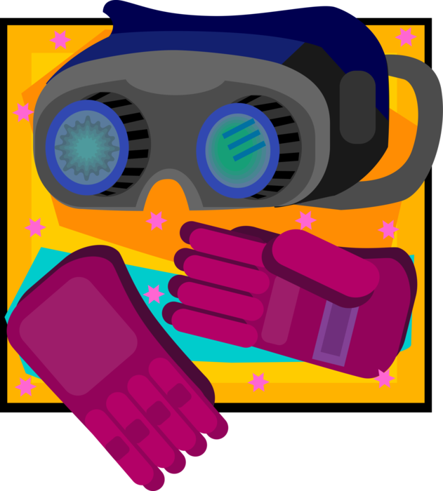 Vector Illustration of Arc Welding Goggles and Gloves