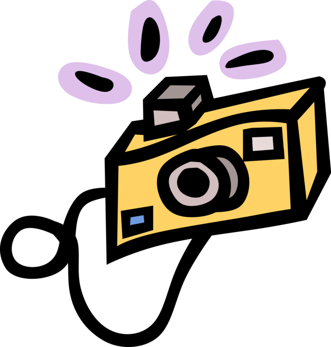 Vector Illustration of Photography Digital SLR 35mm Camera Produces Photographic Images