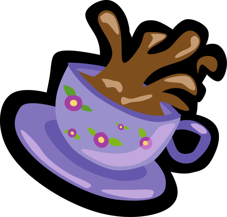 Vector Illustration of Coffee Cup and Saucer Plate