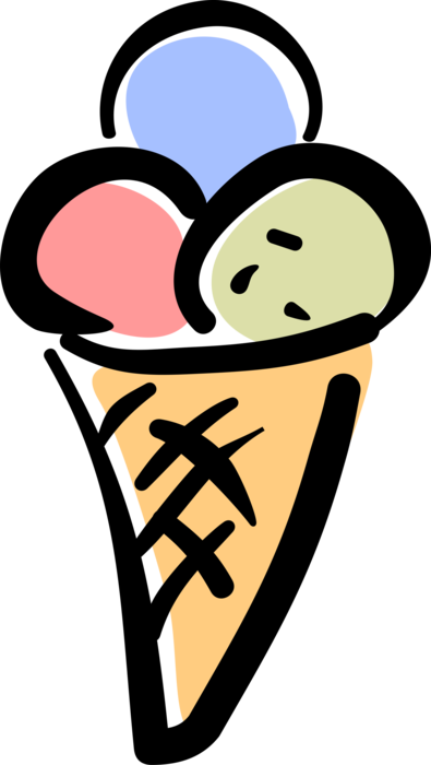 Vector Illustration of Gelato Ice Cream Cone Food Snack or Dessert