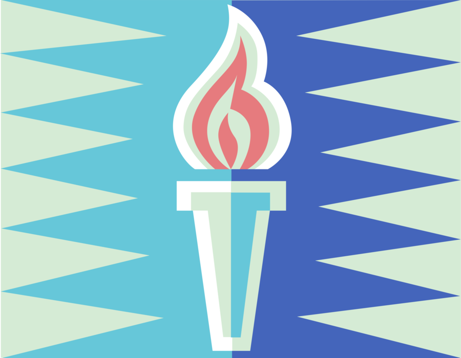 Vector Illustration of Torch Flame Symbol of Olympic Games Commemorates Theft of Fire from Greek God Zeus