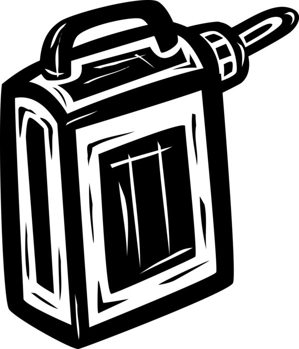 Vector Illustration of Gasoline Jerry Can Container for Transferring, Storing, and Dispensing Oil Based Liquids