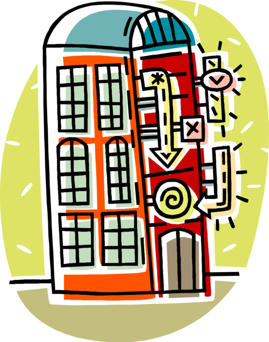 Vector Illustration of Tourist Hotel Building Provides Lodging and Accomodation