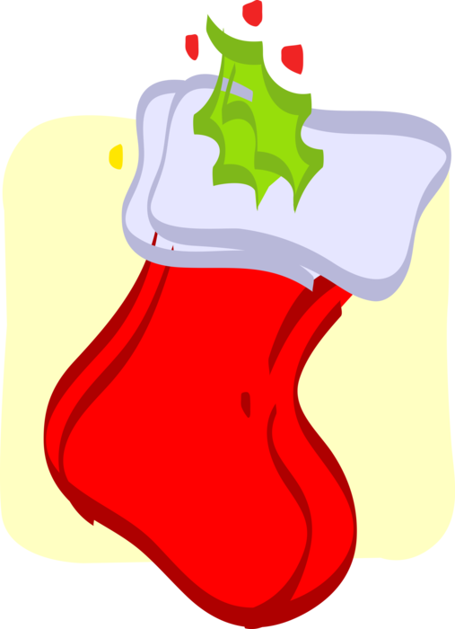Vector Illustration of Festive Season Christmas Stockings with Holly