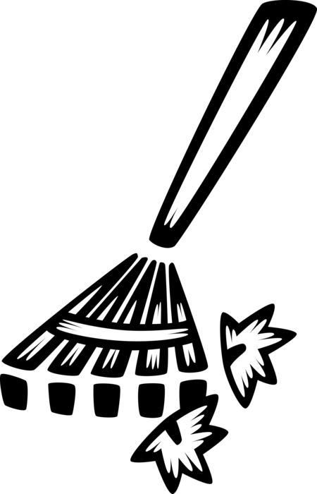 Vector Illustration of Garden Rake for Yard Work Raking Leaves and Debris