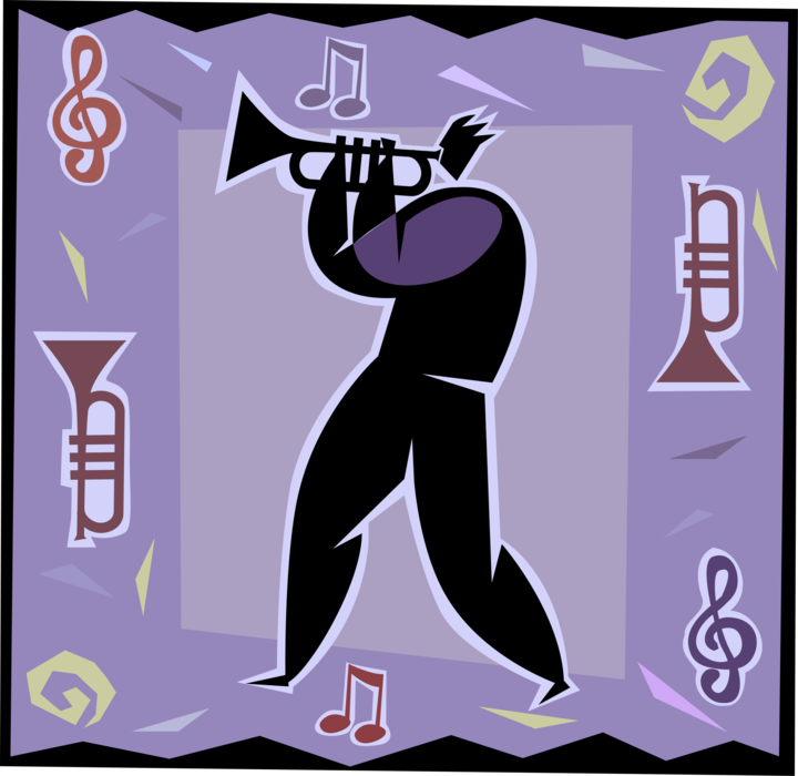 Vector Illustration of Musician Plays Trumpet Horn Brass Musical Instrument