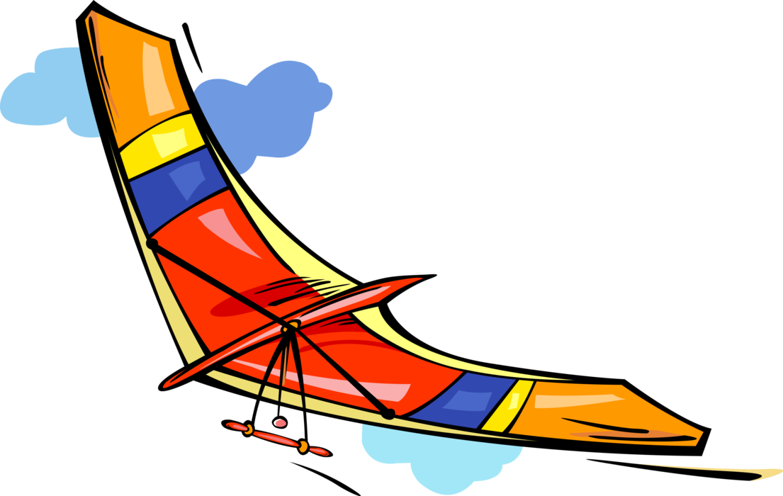 Vector Illustration of Recreational Hang Glider Air Sport Hang Gliding 