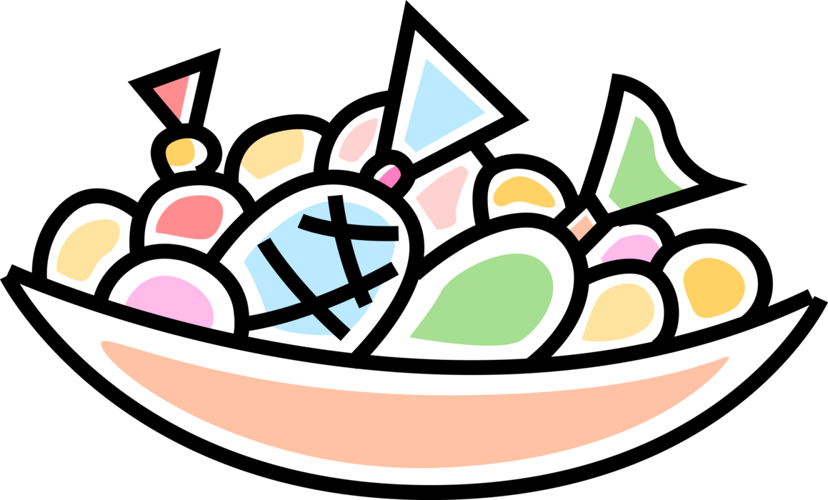 Vector Illustration of Bowl of Confectionery Candies and Yummy Treats