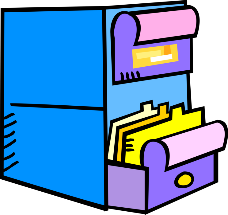 Vector Illustration of Filing Cabinet Office Furniture Stores Paper Documents in File Folders