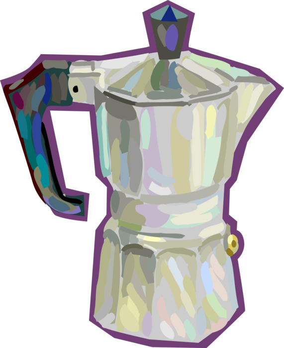 Vector Illustration of Stove-Top Moka Pot Macchinetta Coffee Pot Coffeemaker or Coffee Machine