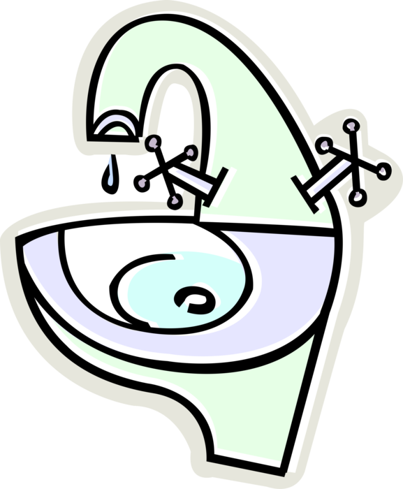 Vector Illustration of Sink Plumbing Fixture for Washing Hands, Dishwashing