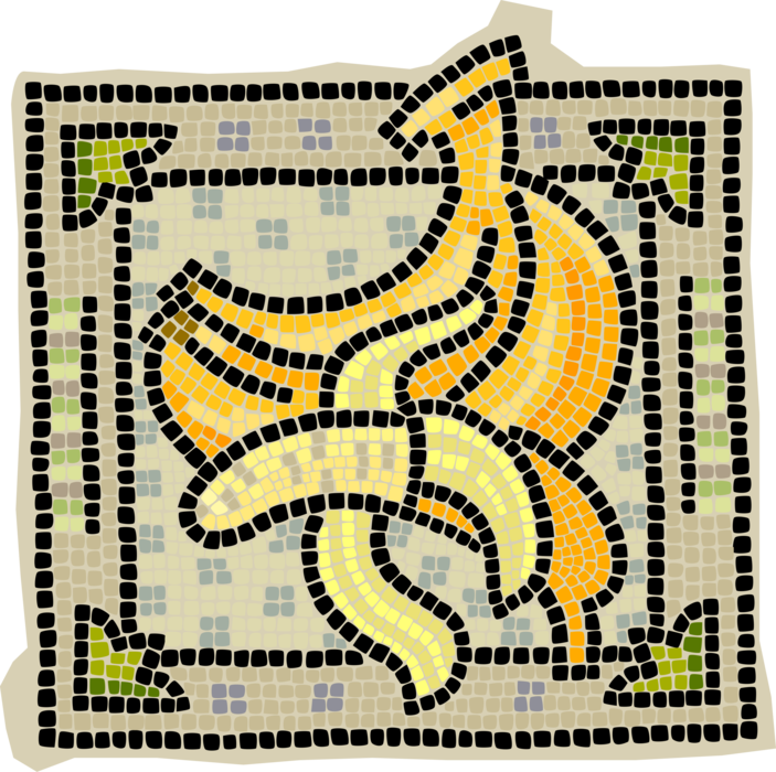 Vector Illustration of Decorative Mosaic Banana Edible Fruit 
