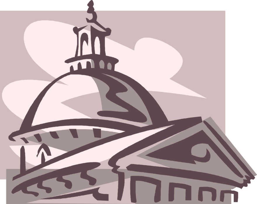 Vector Illustration of Massachusetts State House, Capitol Seat of Government, Boston