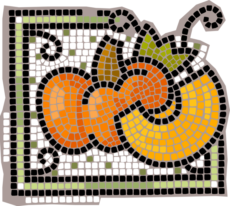 Vector Illustration of Decorative Mosaic Pumpkin Squash