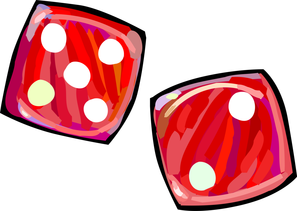 Vector Illustration of Dice used in Pairs in Casino Games of Chance or Gambling