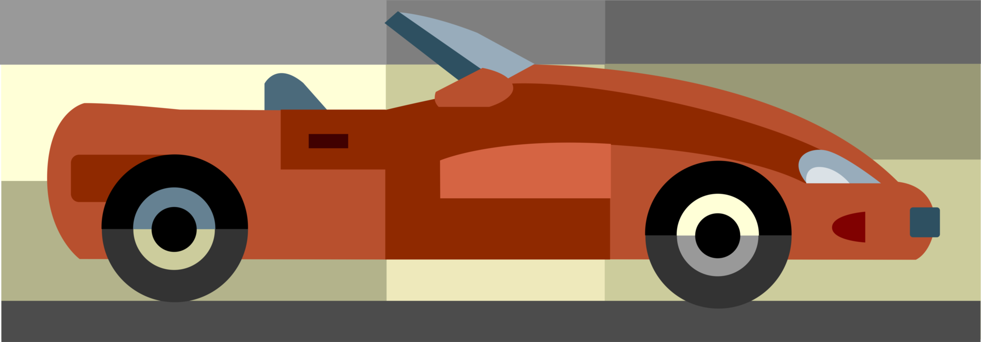 Vector Illustration of Convertible Sports Car Automobile Motor Vehicle