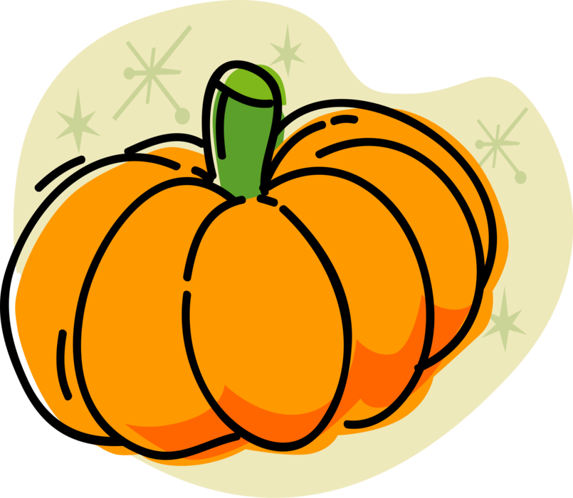 Vector Illustration of Halloween Jack-o'-Lantern Squash Pumpkin
