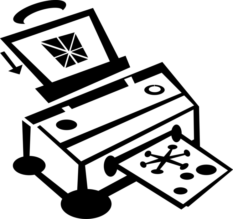 Vector Illustration of Computer Printer Peripheral Document Printing Device