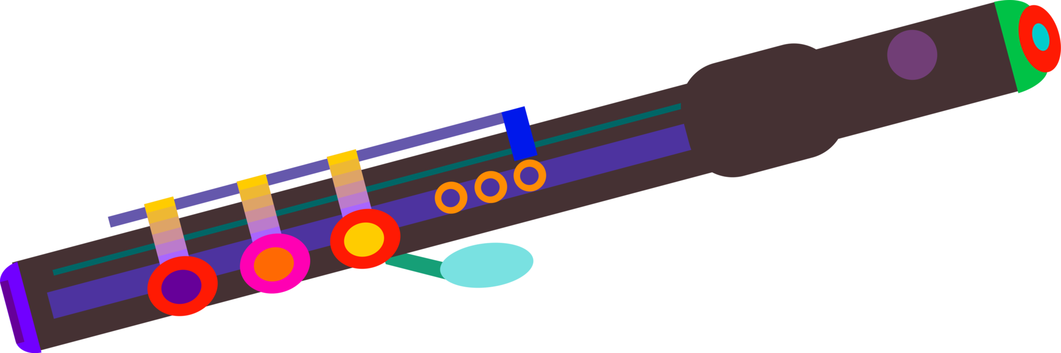 Vector Illustration of Flute Reedless Wind Musical Instrument 