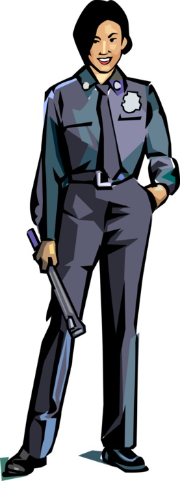 Vector Illustration of Female Law Enforcement Police Officer Cop