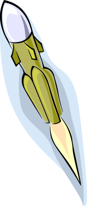 Vector Illustration of Rocket Missile Warhead Weapon Blasts Off