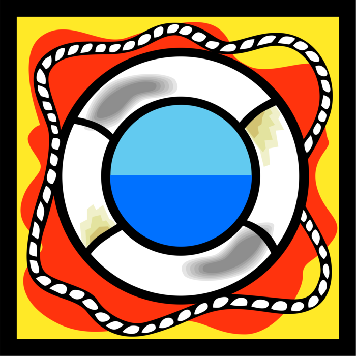 Vector Illustration of Lifebuoy Ring Lifesaver Life Saving Floating Buoy Provides Buoyancy and Prevents Drowning