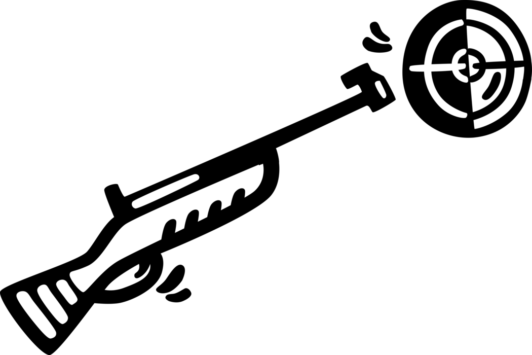 Vector Illustration of Rifle Gun and Bullseye or Bull's-Eye Target Practice