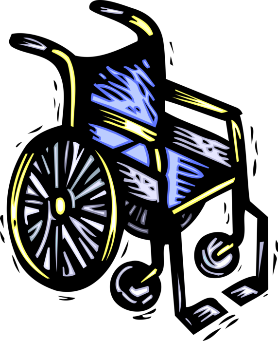 Vector Illustration of Handicapped or Disabled Wheelchair used by Injured or Disabled People