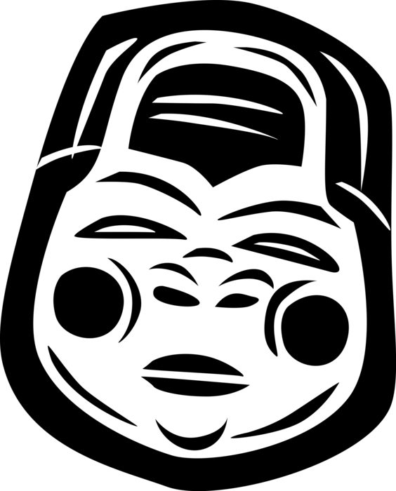 Vector Illustration of Japanese Traditional Festival Okame Mask