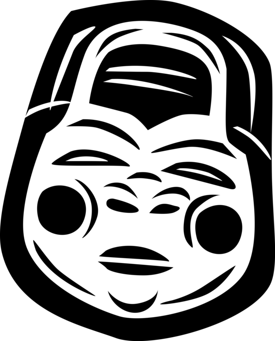 Vector Illustration of Japanese Traditional Festival Okame Mask