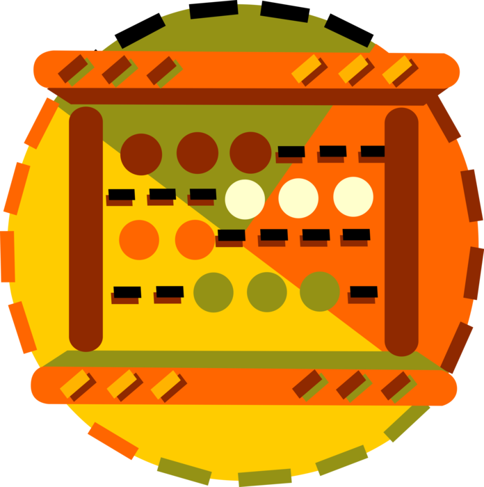 Vector Illustration of Abacus Counting Bead Frame Calculating Tool