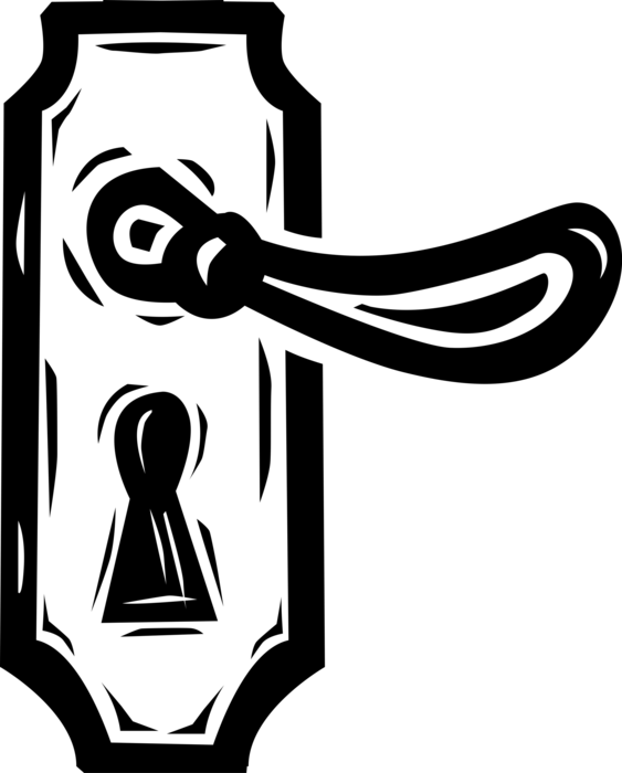 Vector Illustration of Door Knob or Door Handle Manually Opens or Closes Door